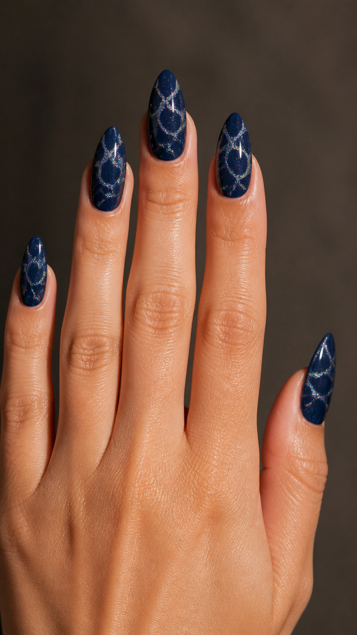 Midnight Blue with Holographic Crackle