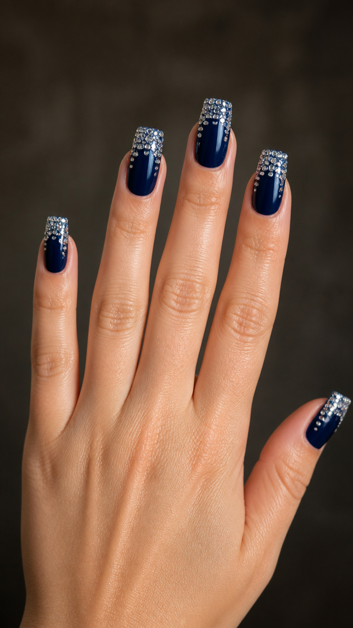 Sapphire Blue with Rhinestone Snowdrifts