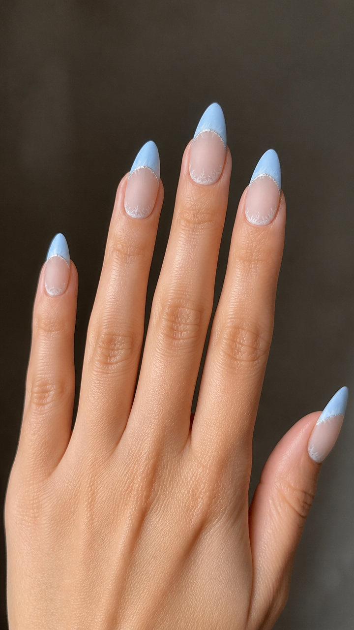 Baby Blue French Tips with Frost Liner