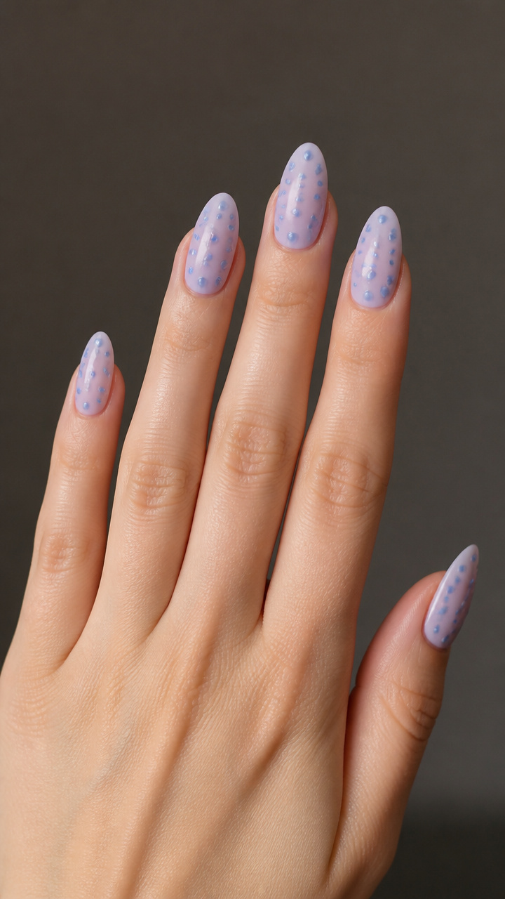 Periwinkle Chrome Dots on Sheer Lavender Base