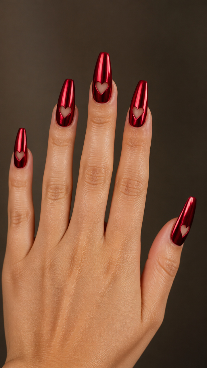 Crimson Chrome Coffins with Heart Cutouts