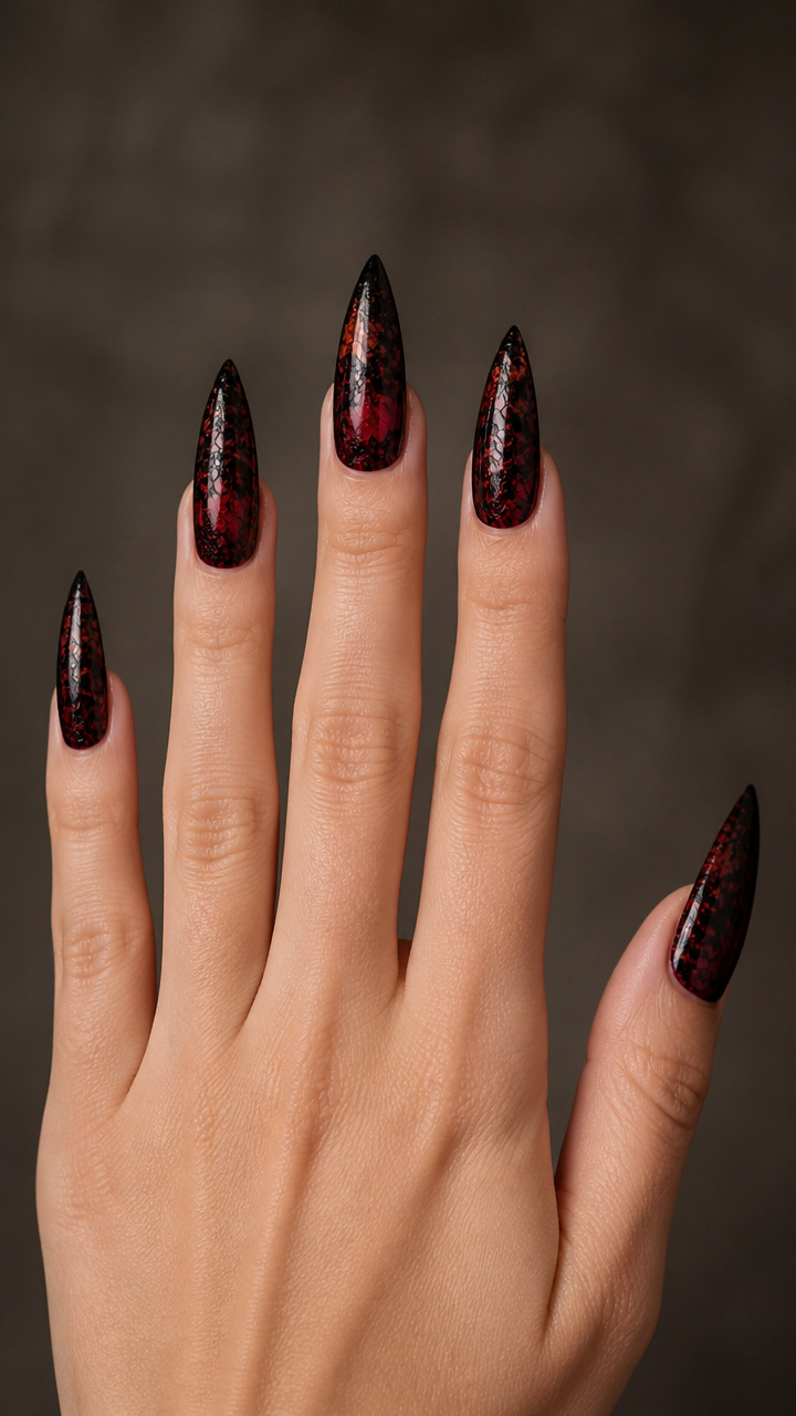 Black Lace Stiletto Manicure