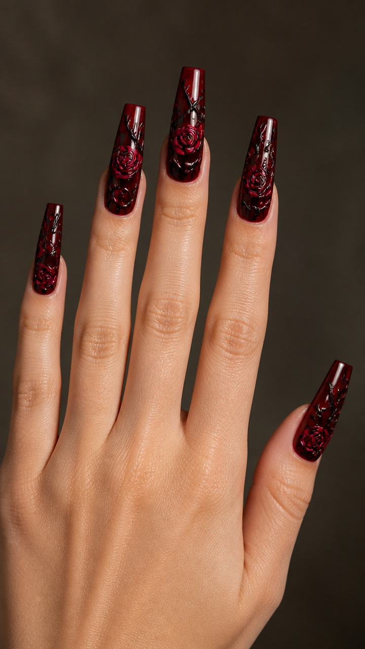 Dramatic Thorns and Roses Long Coffins
