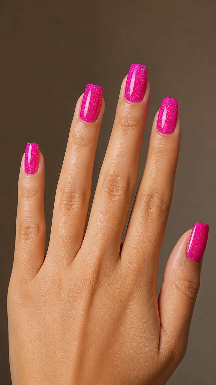 Neon Fuchsia with Silver Micro Glitter