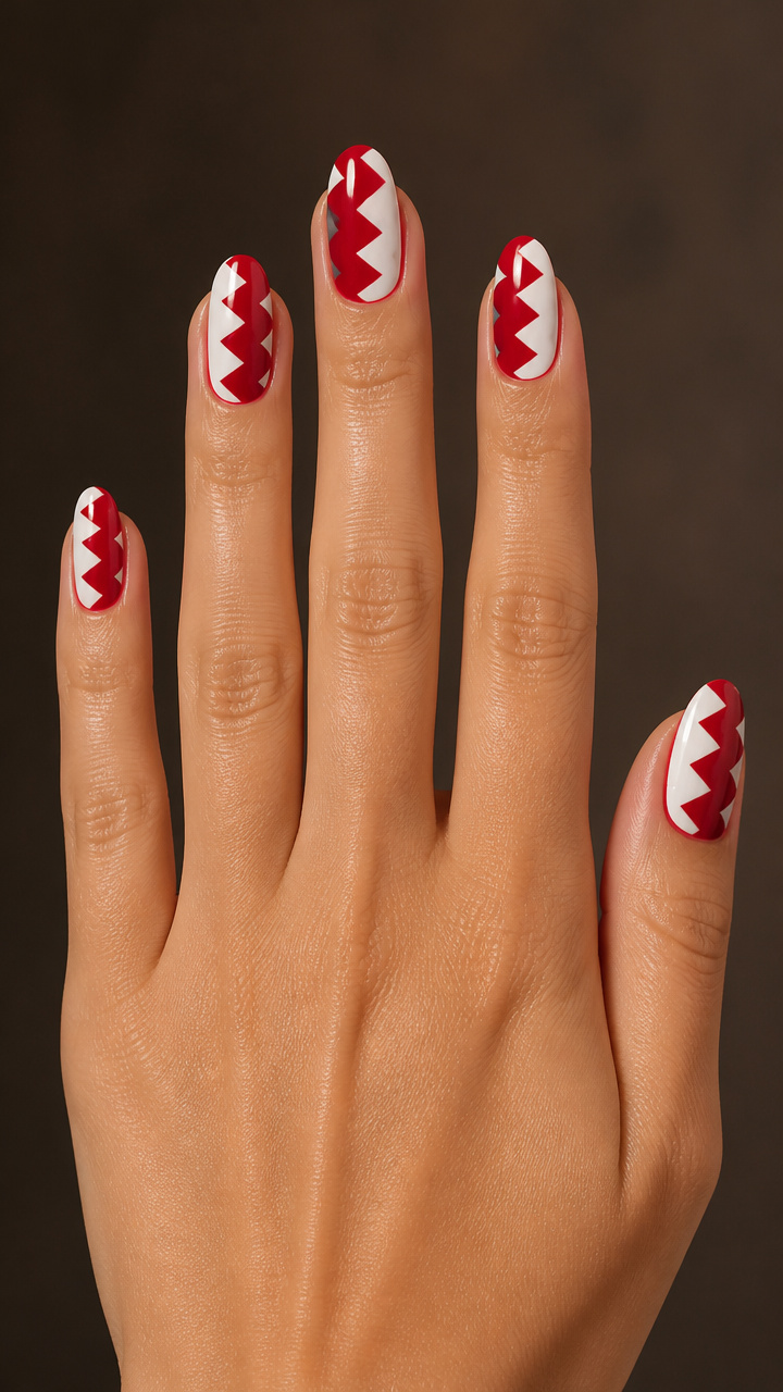 Red and White Zigzag Statement Set