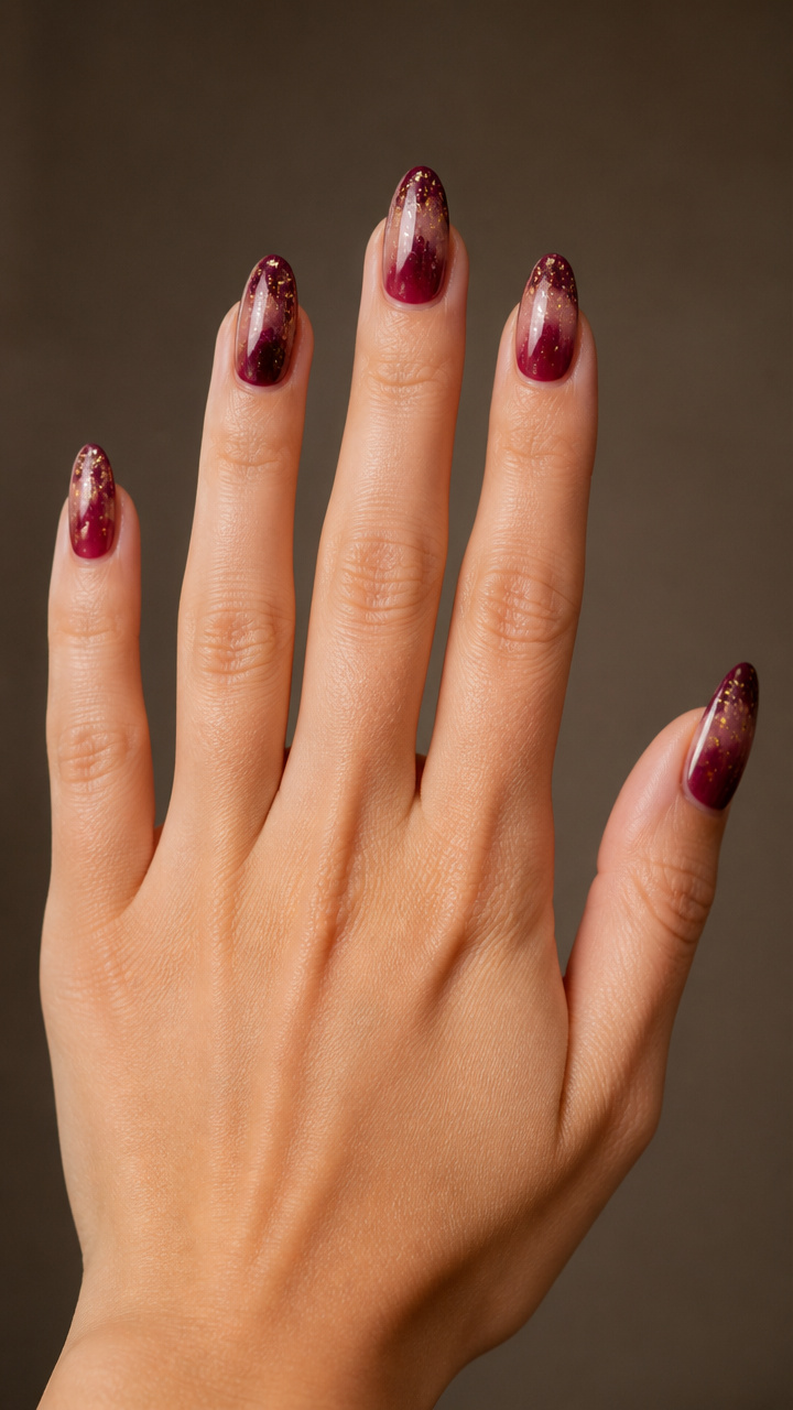 Deep Berry Dip-Dye with Gold Specks
