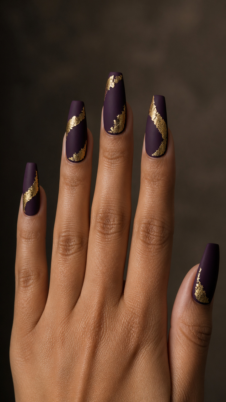 Gold Foil Accents on Deep Purple Matte Base