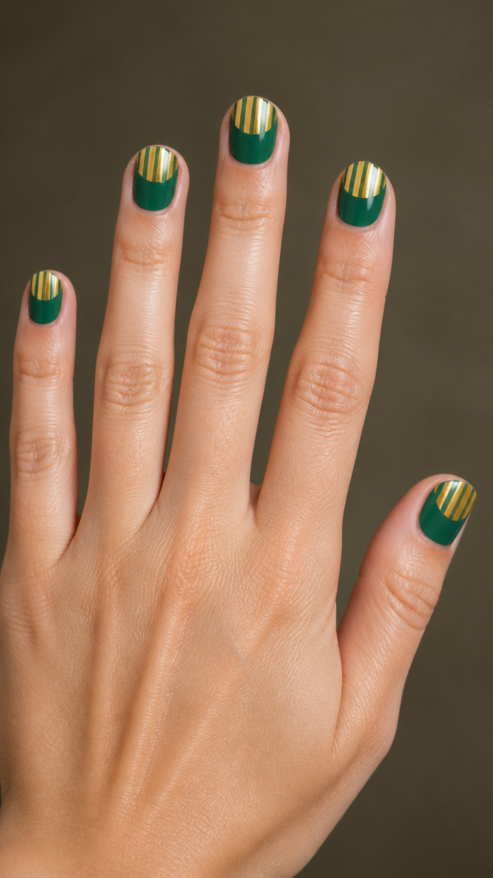 Green and Gold Striped Half-Moons