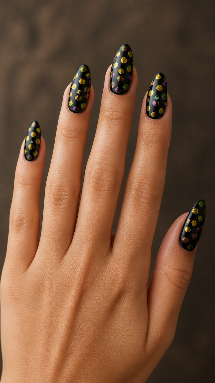 Black Base with Neon Mardi Gras Confetti