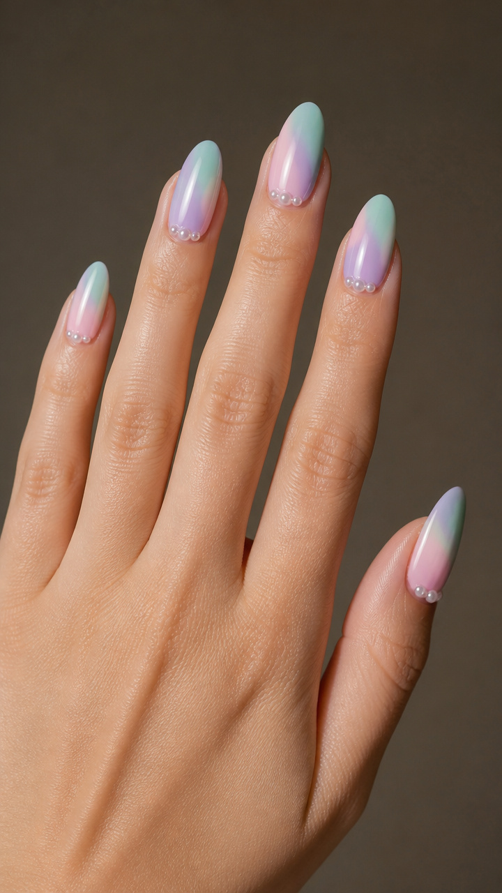 Pastel Mardi Gras Ombre with Tiny Pearls