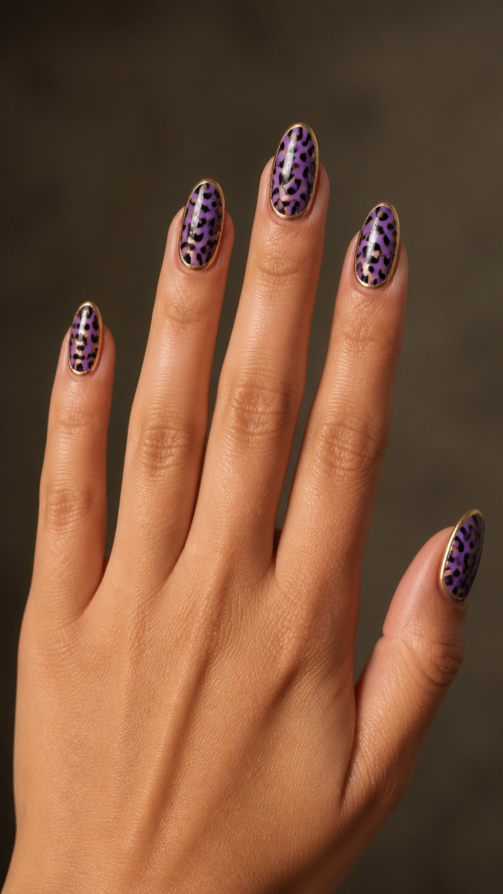 Purple Leopard Print with Gold Outline