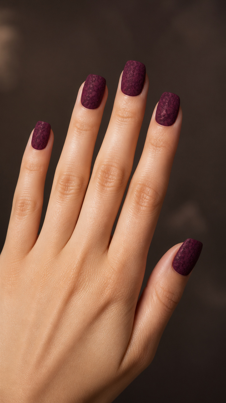 Velvet Plum Press-Ons with Lace Imprint
