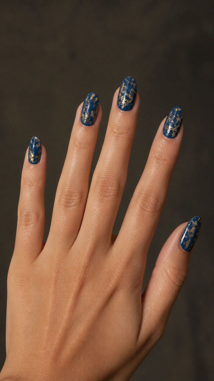 Dark Denim Blue with Gold Foil Flecks