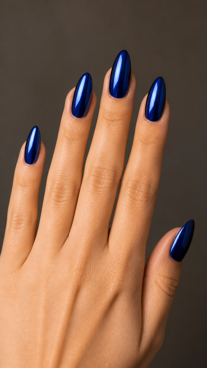 Sapphire Blue Glass Nails with High Shine