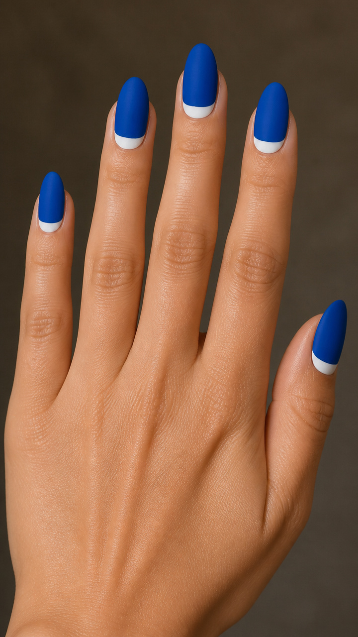 Cobalt Blue with Snow-Tipped Half Moons