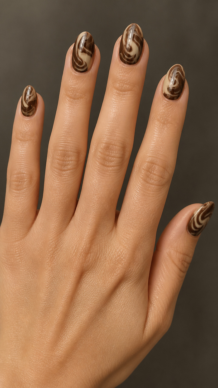 Chocolate Brown Base with Marbled Cream Swirls