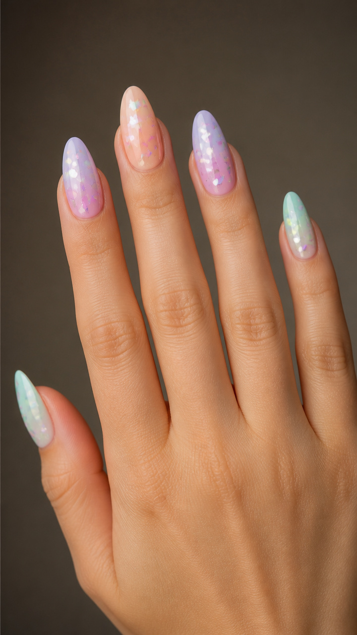 Pastel Ombré with Scattered Heart Glitters
