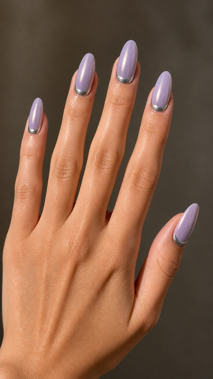 Frosted Lavender Chrome Tips