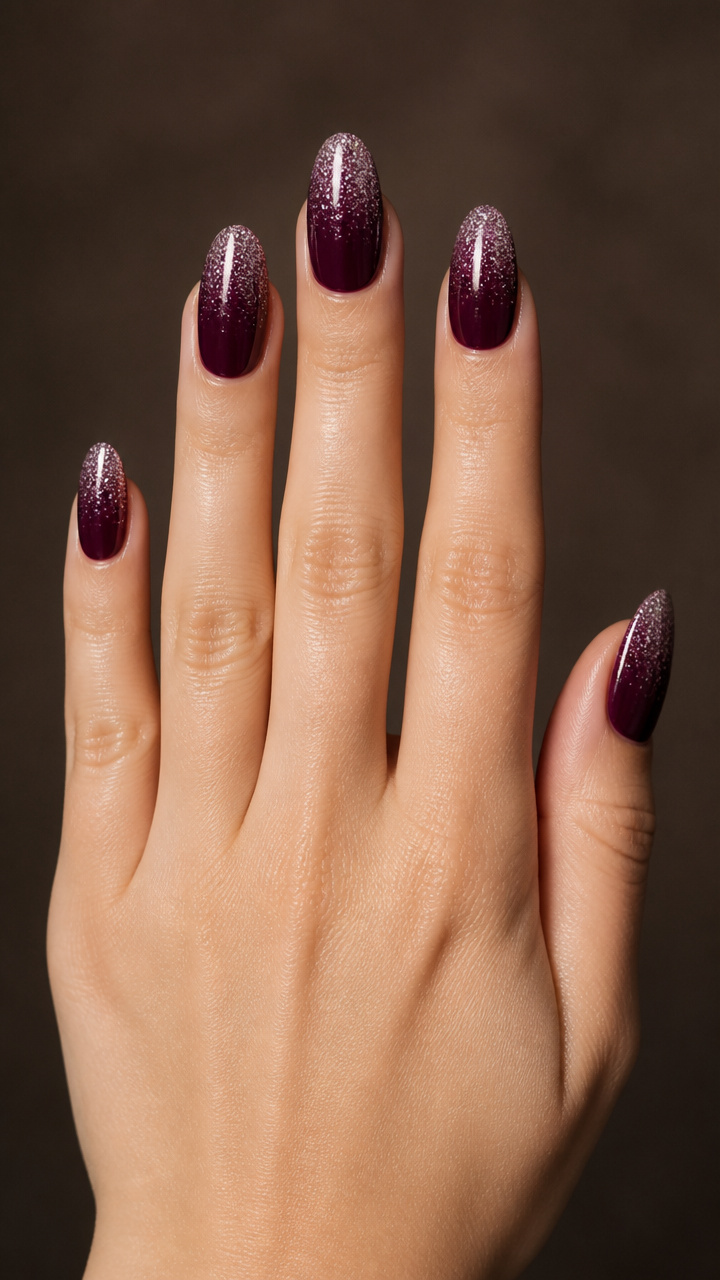 Glitter Gradient on Deep Plum Base