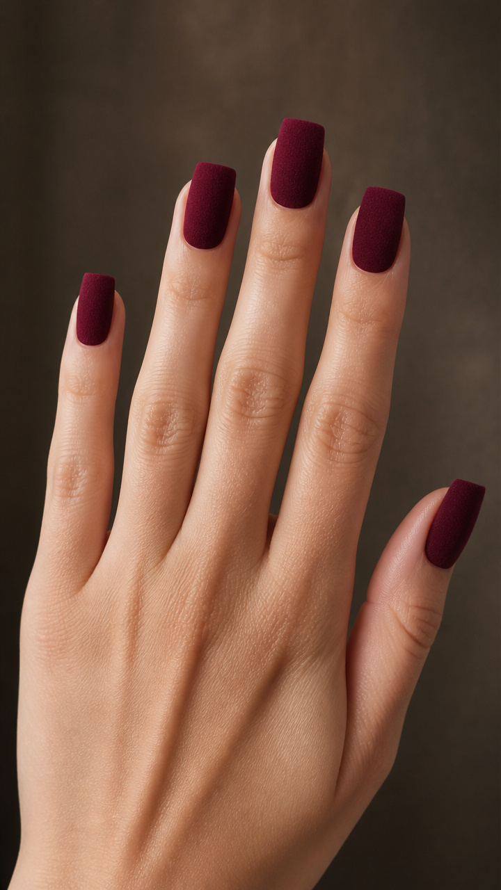 Burgundy Velvet Finish with Square Tips