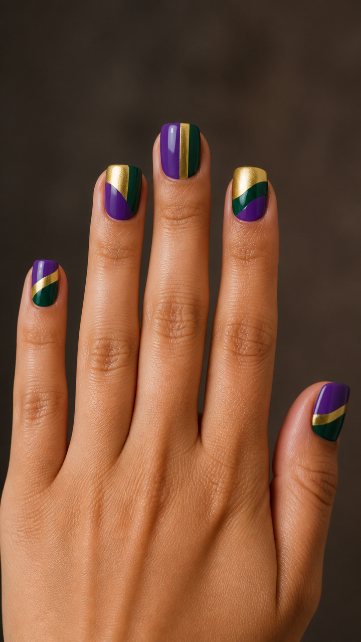 Color Block Trios on Square Short Nails