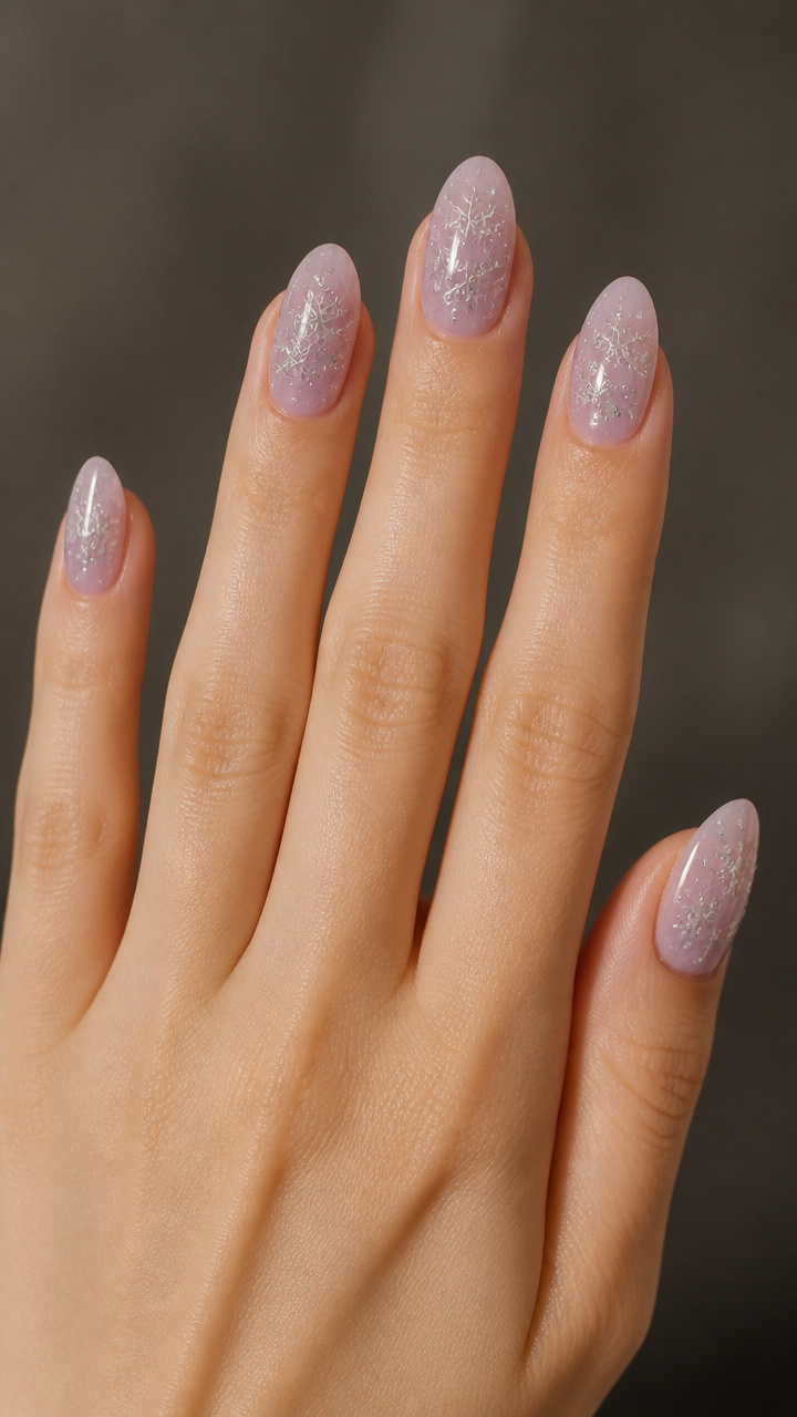 Pale Lavender Base with Floating Snowflake Decals
