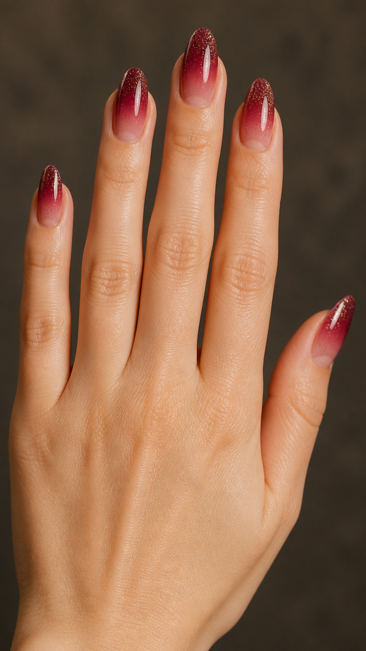 Sheer Berry Ombré with Gold Micro Glitter