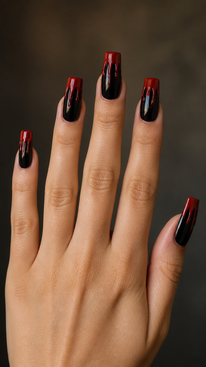 Black Base with Red Dripping Wax Effect