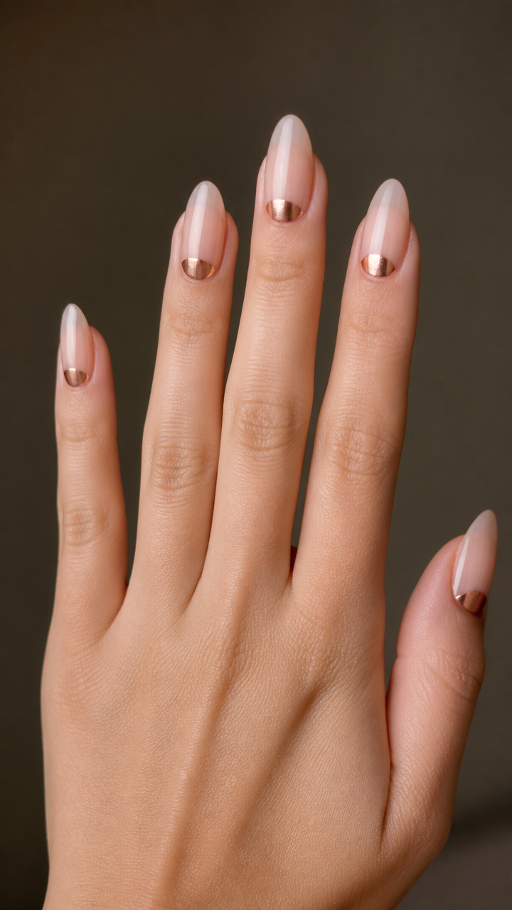 Rose Gold Foil Half-Moons with Clear Gloss