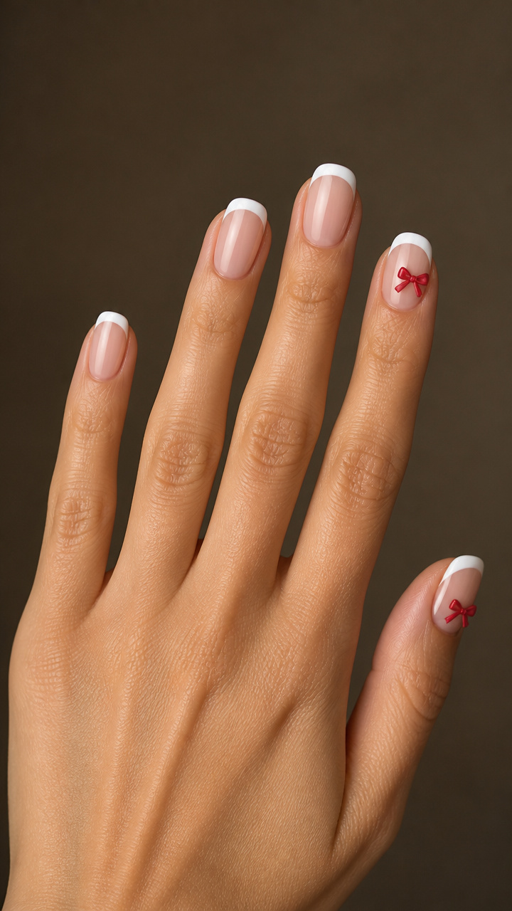 White Tips with Miniature Red Bow Details