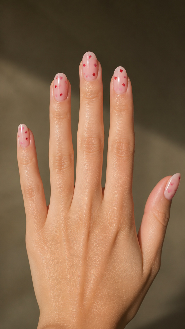 Milky Pink with Embedded Heart Confetti