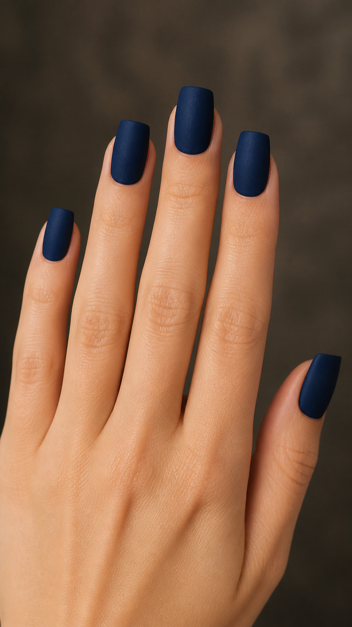 Navy Velvet Matte Manicure