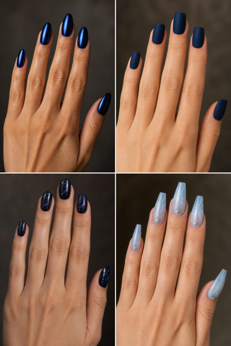 15 Dark Blue Winter Nail Designs