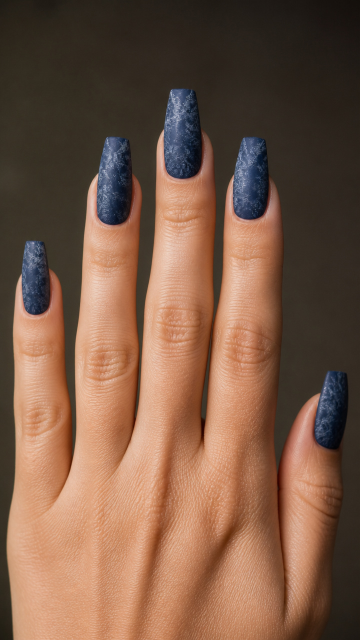 Frosted Navy Matte Coffin Tips