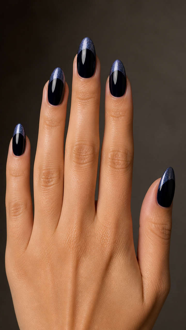 Twilight French Tips on Almond Nails