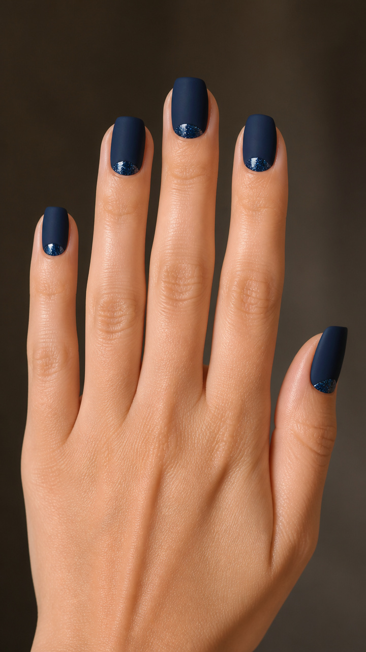 Inky Blue Glitter Half-Moons