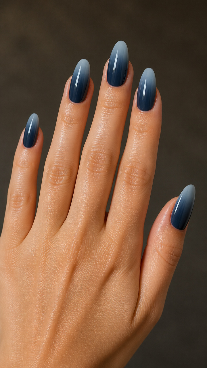 Smoky Blue Ombre With Glossy Finish