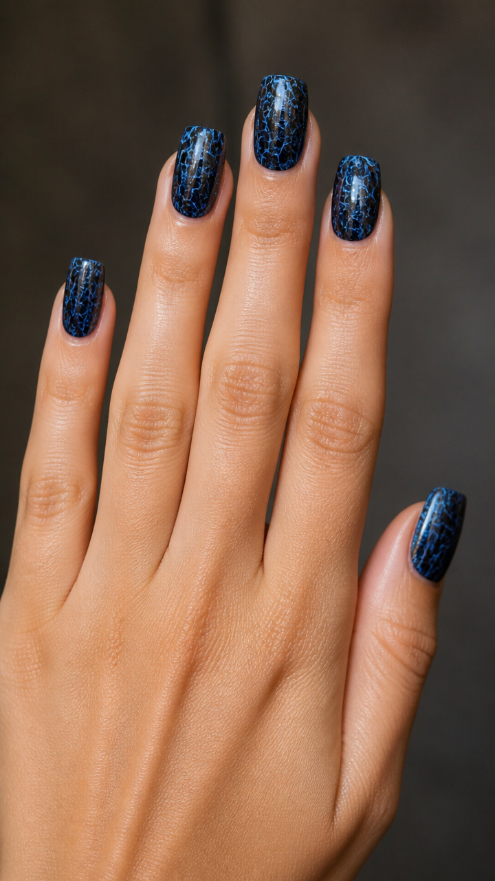 Cobalt Crackle Over Charcoal Base