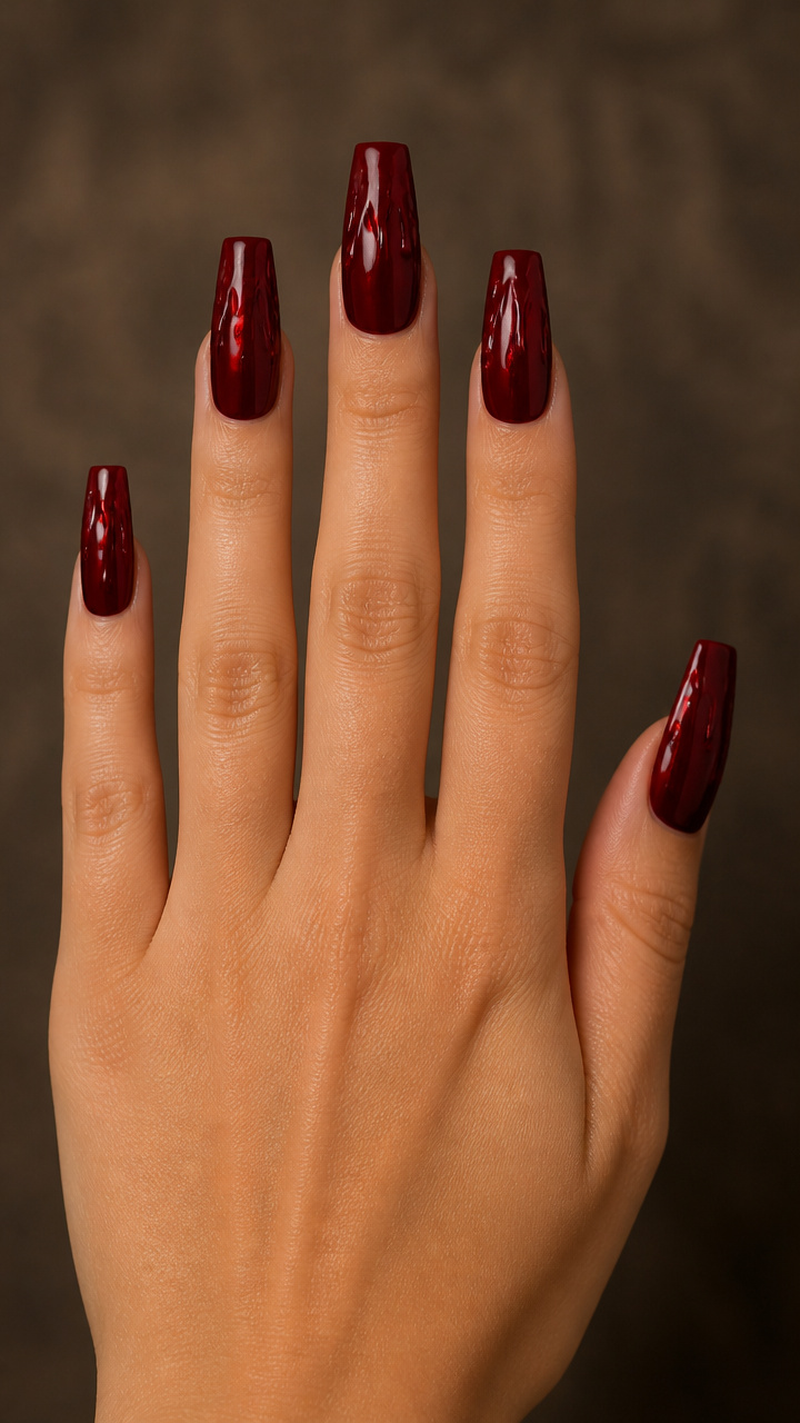 Coffin Nails with Dripping Blood Red Wax Effect