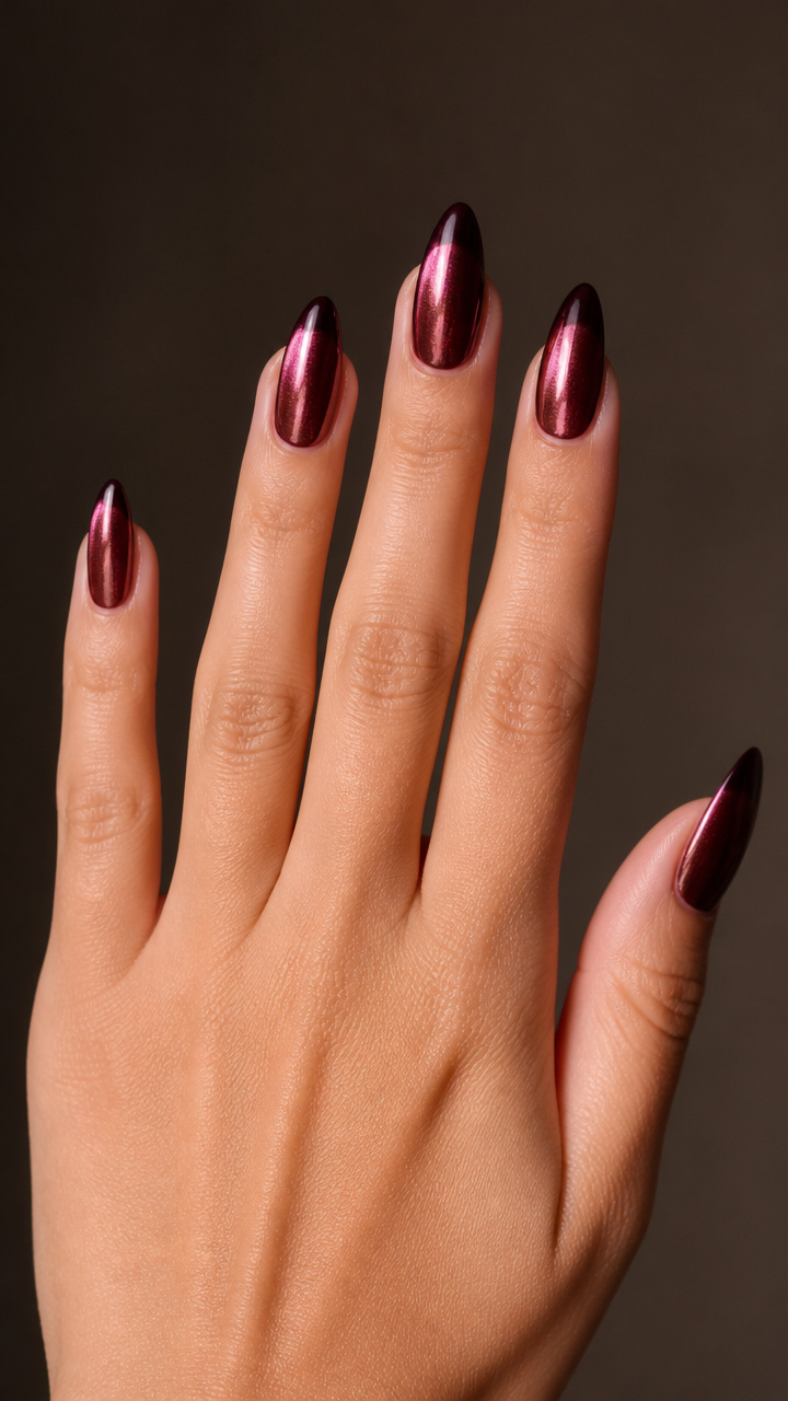 Midnight Wine Tips with Chrome Pink Undertone