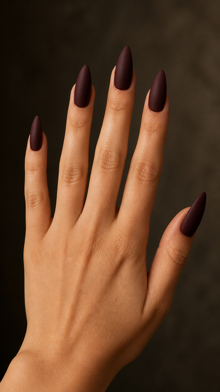 Black Cherry Stiletto with Matte Top Coat