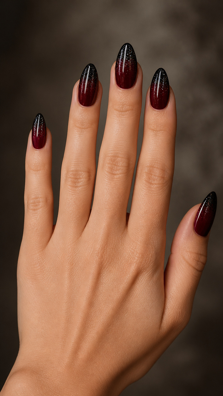 Deep Wine OmbrΓ© with Silver Micro Glitter