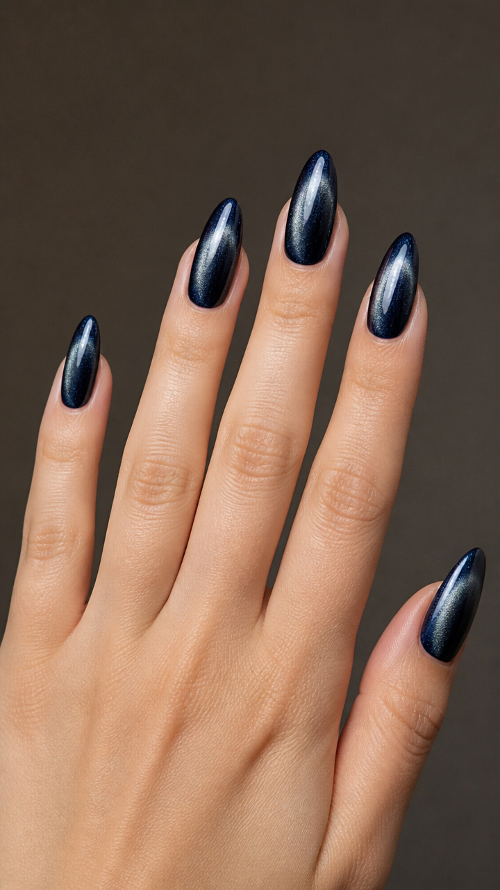 Midnight Sapphire Almond with Silver Shift