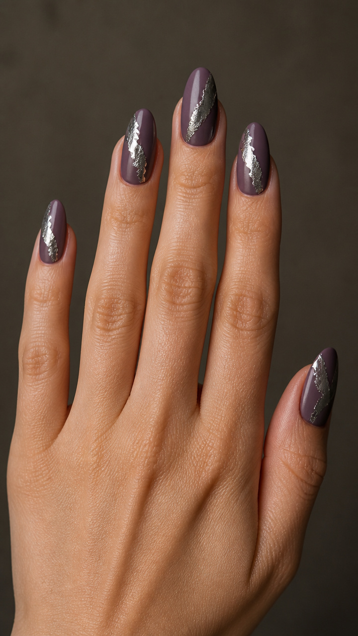 Slate Purple with Jagged Metallic Foil Tears