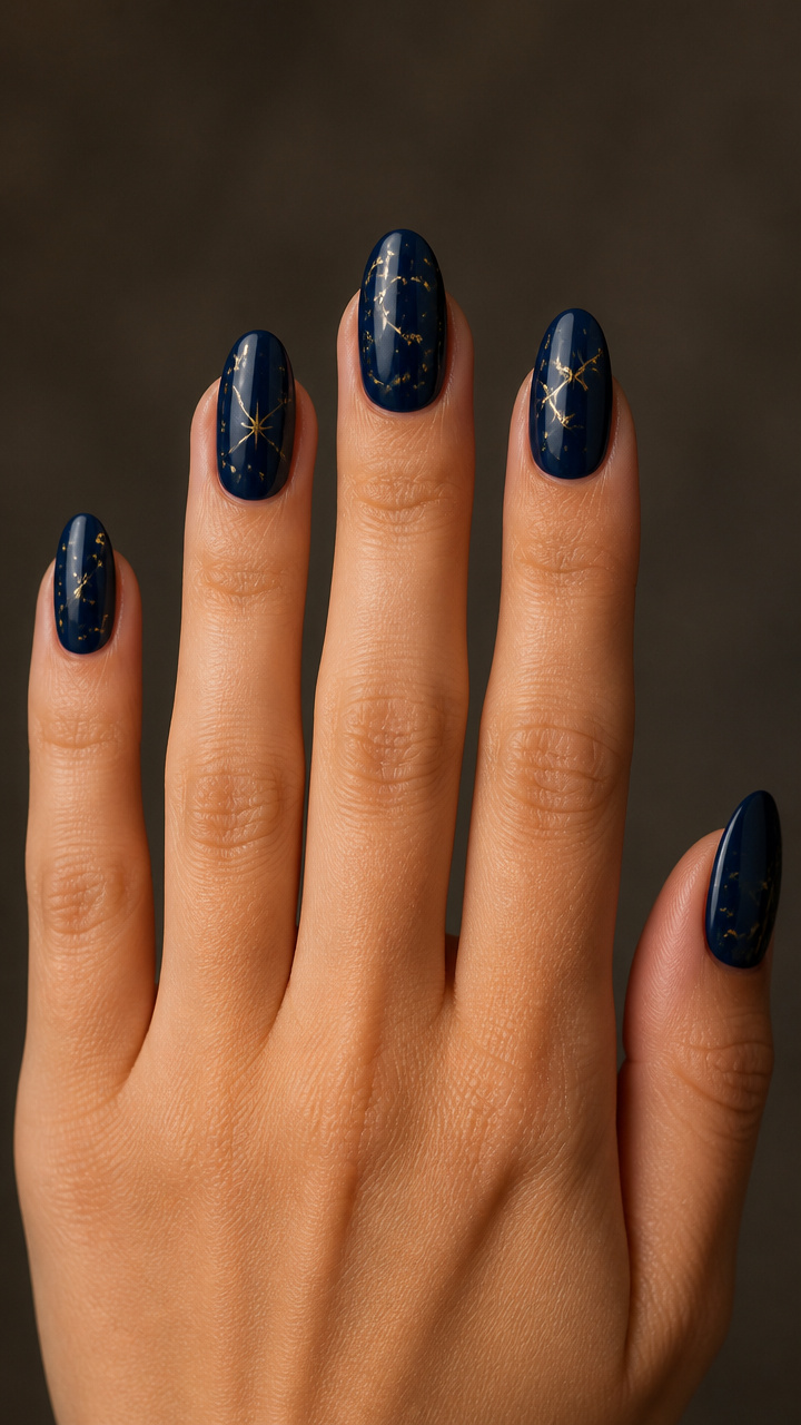 Inky Navy with Minimalist Gold Line Art
