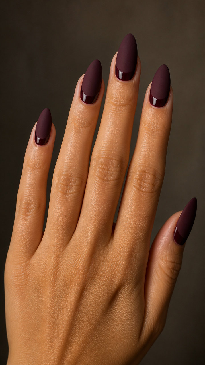 Deep Fig with Matte Top Coat and Glossy Moon Accents