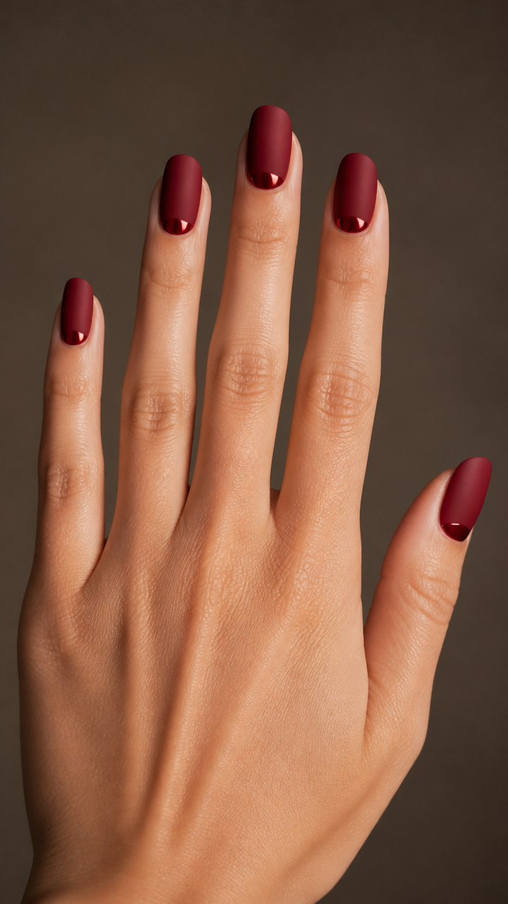 Crimson Chrome Half-Moons with Matte Base