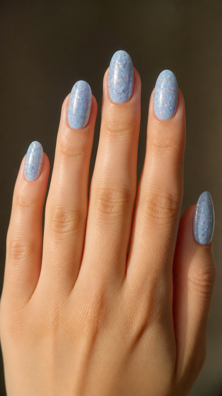 Arctic Sky Blue with Holographic Confetti