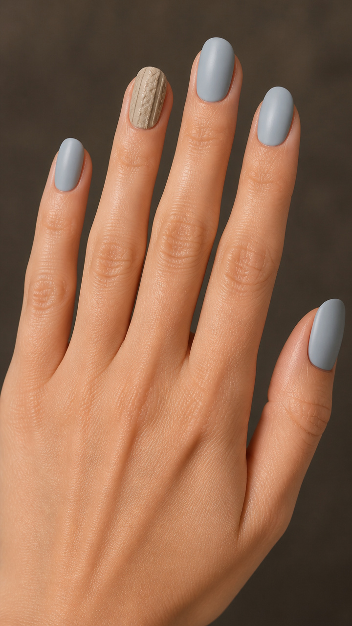Pale Denim Blue with Knit Texture Accent