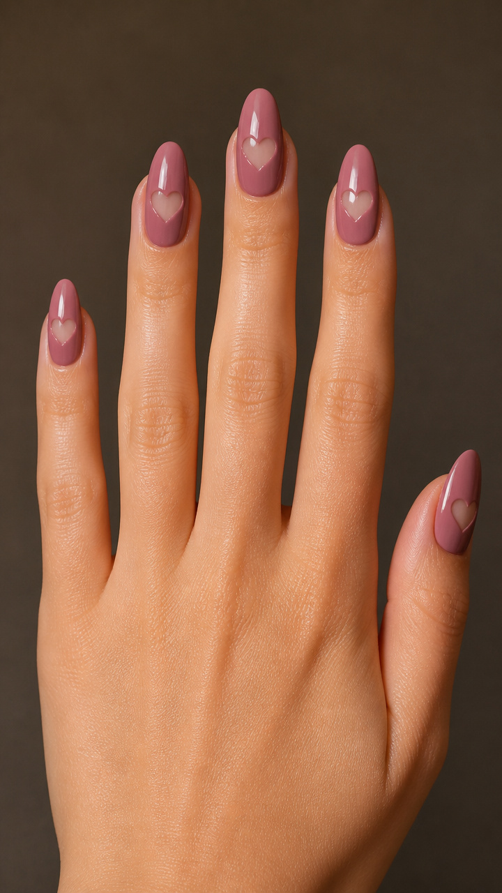 Pink Mauve with Heart Cut-Out Negative Space